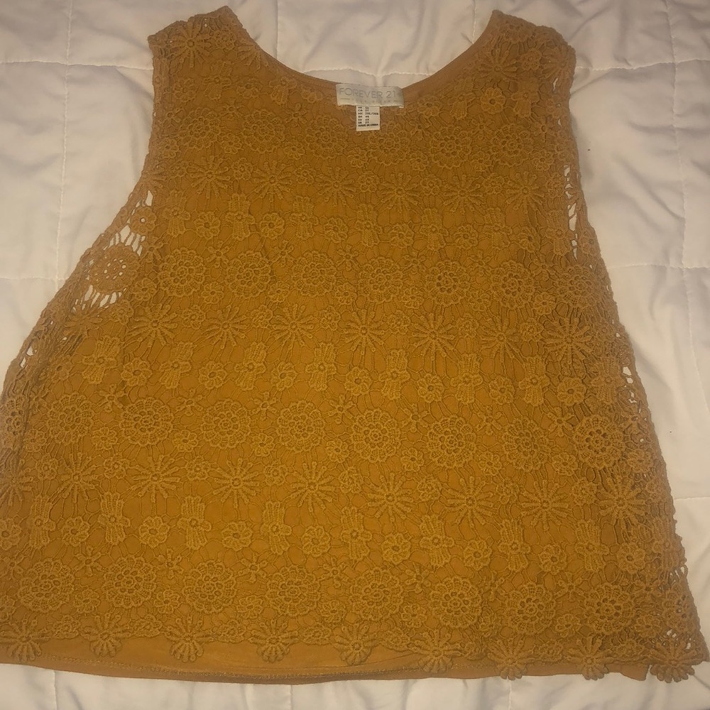 Mustard yellow crochet tank top